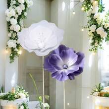 Gran flor de amapola artificial de espuma, cabeza de flor artificial, decoración de fondo para boda, decoración de escenario, flor guía de pasillo, decoración del hogar, centro de mesa, Día de San Valentín, cumpleaños, ceremonia de graduación - Multicolor - Ver 52