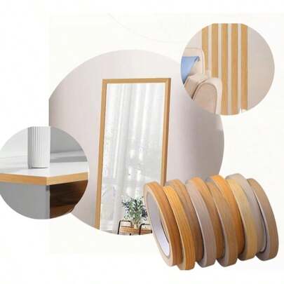 1PC 10m/393.7inch Pine Imitation Wood Edge Stickers With Self-Adhesive Ceiling Decorative Lines, Wardrobe Cabinet Door Frame