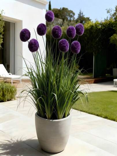 9pcs/Set Artificial Onion Grass Flower Bouquet | Lifelike Fake Plants, Easy Care, Maintenance-Free | Suitable For Wedding Decor, Anniversary, Thanksgiving, Christmas, Indoor/Outdoor Decoration | Home Furnishing, Floral Arrangement, Event Planning