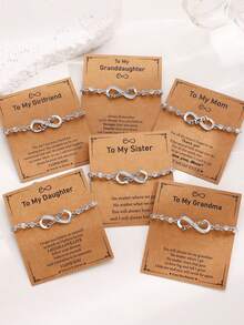 Minimalist Infinity Symbol Letter Adjustable Pull Bracelet, Copper Inlaid Diamond, Women's Chain Bracelet, Suitable For Daily, Festival And Casual Wear, Commemorative Gift For Friends, Sisters, Family, Jewelry Accessory - Silver - View 4