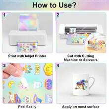 10 tờ giấy dán in hình hologram khổ A4, chất liệu vinyl mờ/bóng, thích hợp cho máy in phun, dùng để tự làm ảnh, hình vẽ và thiệp. - Laser màu-10 hình ảnh - Xem 4