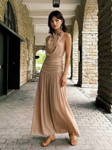 1 đôi dép lê đế bằng tối giản unisex, quai chéo, kiểu dáng giản dị, phù hợp cho mang hàng ngày, đi nghỉ mát và các buổi tụ họp, dễ dàng xỏ vào. - Màu Khaki - Xem 5