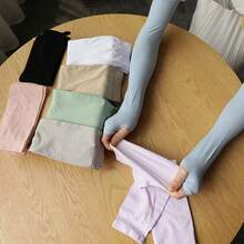 Long Solid Color Arm Sleeves, Multi-Color Options, Anti-Slip Design, UV Protection, Breathable High Elasticity, Satin-Like Fabric; Versatile For All Seasons, Suitable For Outdoor, Travel, Cycling, Driving Sun Protection In Spring/Summer, Also Can Be Used As Arm Warmer In Autumn/Winter - A - View 4