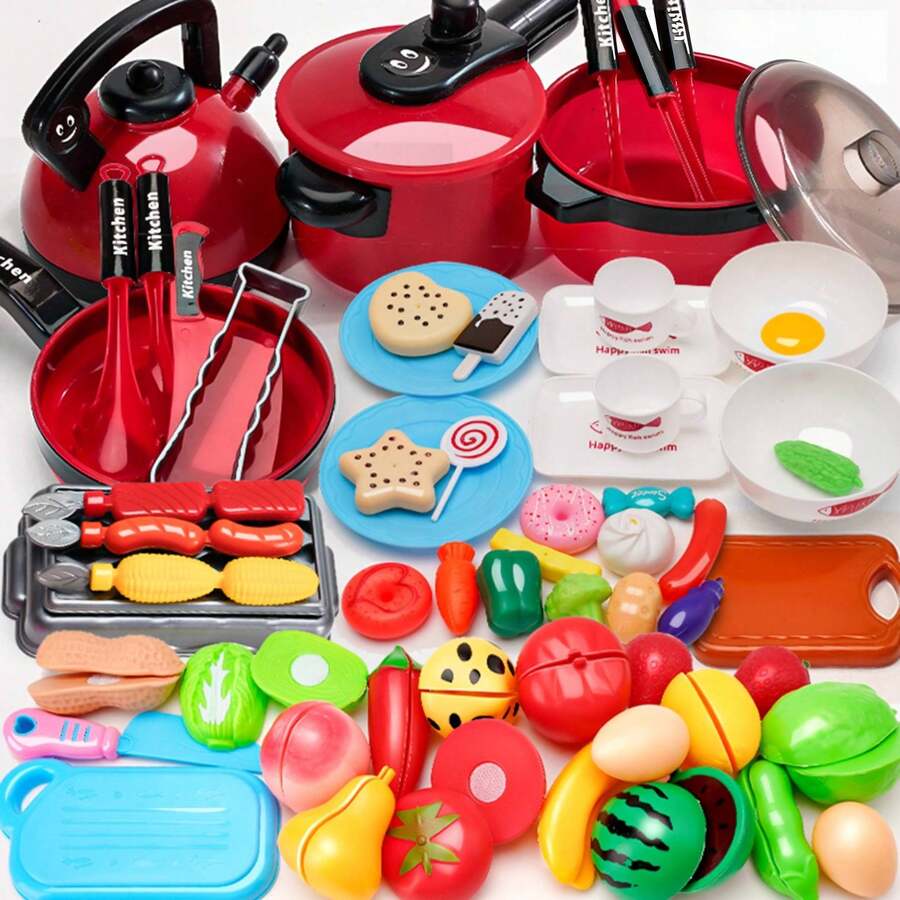 Juego de cocina mini para niños, juguetes de cocina de juego de rol, utensilios de cocina realistas & accesorios de comida de juguete, juego de rol educativo que desarrolla la habilidad manual, la imaginación & las habilidades sociales, para niños & niñas de 3-8 años, ideal para el aprendizaje temprano & el juego interactivo en interiores - Multicolor - Ver 1