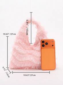 2026 White Multi-Layer Ruffle Puff Sleeve Women's Handbag, Fashion Mini Tote Bag For Wedding, Party, Date - Pink - View 4