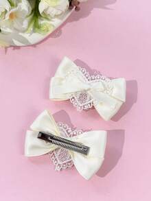 2pcs/Set Sweet Cute Heart & Bow Tie Hair Clips, Versatile Minimalist Hairpins, Suitable For Daily Commute, Festivals, Parties, Birthdays, Outings, Photography, Any Occasion, Great Gift For Best Friends - Multicolor - View 9