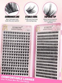 448 piezas de grupos de pestañas postizas - Extensiones de pestañas premium D-Curl esponjosas y naturales para injerto de pestañas DIY, reutilizables, ligeras y fáciles de usar - D - Ver 5