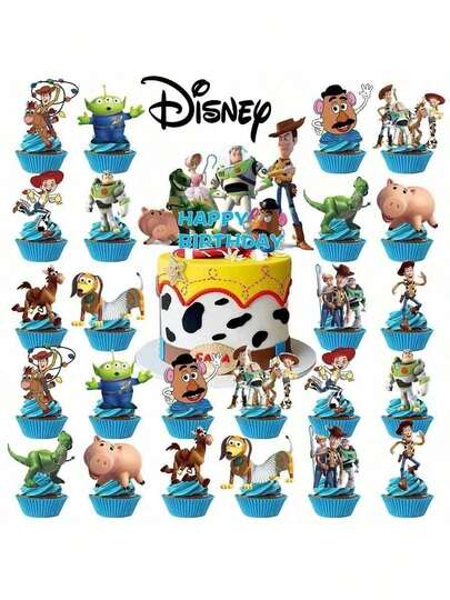 Disney 25pcs Toy Story Themed Birthday Party Cake Decorations, Home Birthday Party Cake DIY Decor, Christmas Decorations