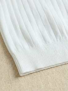 Men's Summer Casual Sports Daily Commute Contrast Striped Binding Ribbed Knit Top - White - View 6