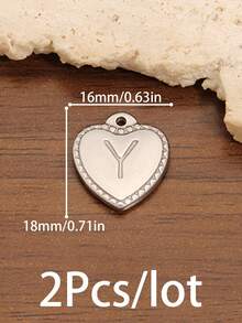 2个A-Z英文字母吊坠，不锈钢心形字母饰品，爱心字母吊坠，珠宝制作材料，DIY手工耳环、手链、项链配件 - 愛心字母 - 查看 32