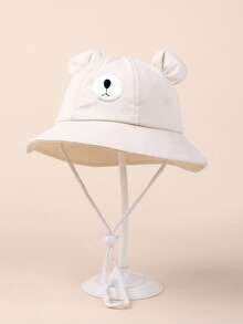 1 pieza Sombrero de sol unisex para bebé/niño pequeño con diseño de oso de dibujos animados, sombrero de cubo para niños para primavera, verano, otoño, protección solar y a prueba de viento - 1PC - Ver 12