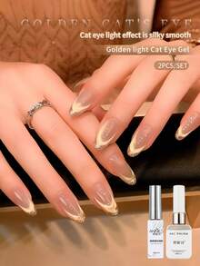 annies 0 Vernis à ongles gel œil de chat doré transparent, poudre magnétique fine, couleur riche, étincelante, longue tenue, gel UV à décollage facile pour nail art, 12ml 1 pièce/2 pièces - Multicolore - Voir 13