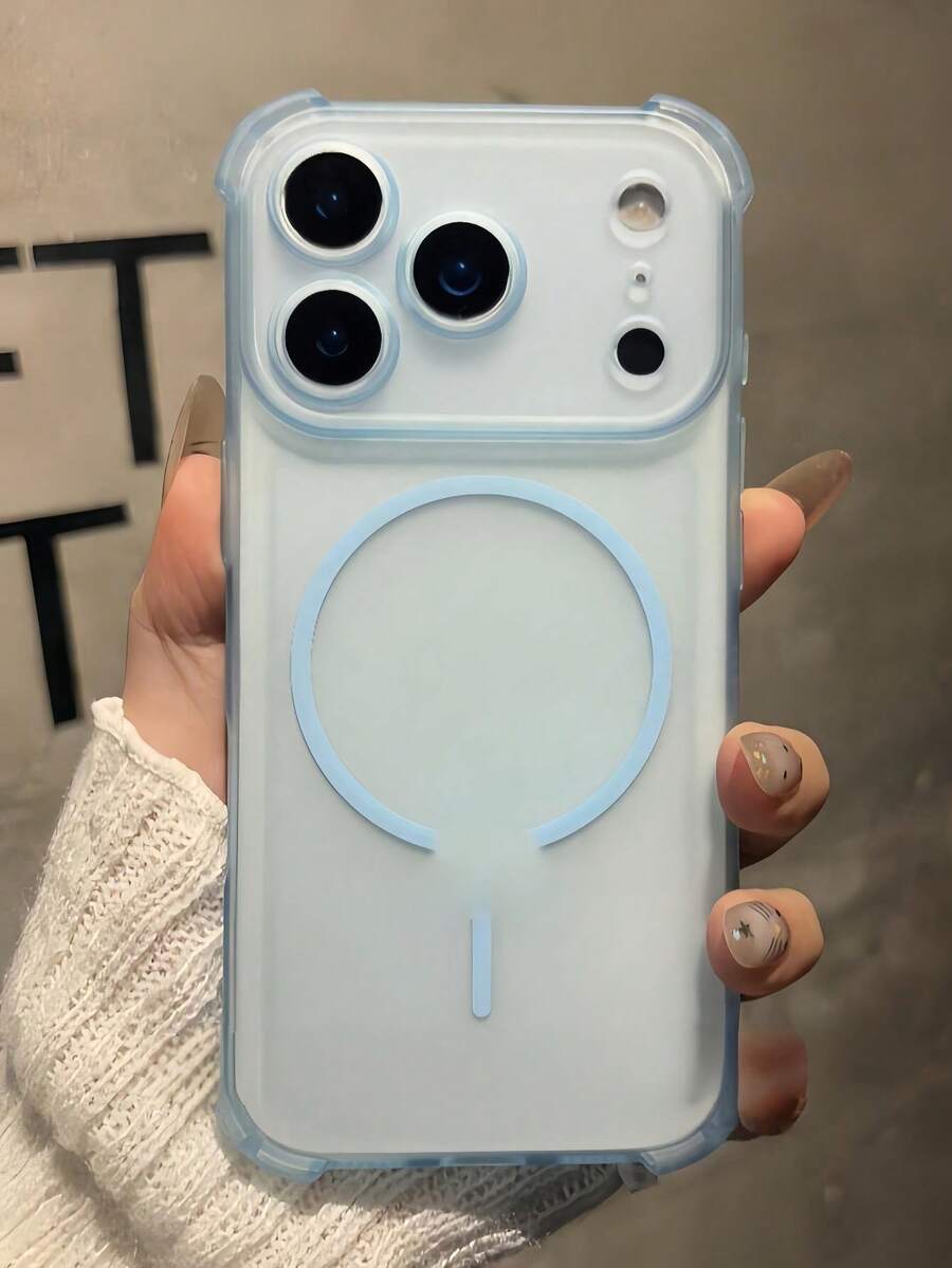 1个磨砂透明磁吸防摔手机壳，兼容 17 Pro Max、16 Pro Max、15 Pro、16 Pro Air、16、15、14、13 Pro Max Plus，柔软TPU后盖，支持无线充电 - 藍色 - 查看 1