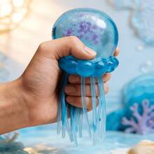 High-Quality Transparent Multi-Color Glitter Jellyfish Ornament, Cute Ocean-Themed Desktop Decoration, Soft Handheld Stress-Relief - 粉紅色 - 查看 4