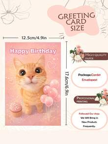 A Cute Cat Birthday Card, Suitable For Gifting To Friends Or Cat Lovers - Multicolor - View 3