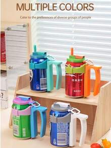 1 Set Soda Can Lids And Holders With Anti-Spill Lid, Straw And Can Holder Accessories - Multicolor - View 4