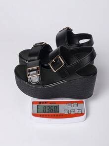 Women's Black Single Strap Platform Sandals, Summer Shoes, Must-Have For Shoe Cabinet - Black - View 10
