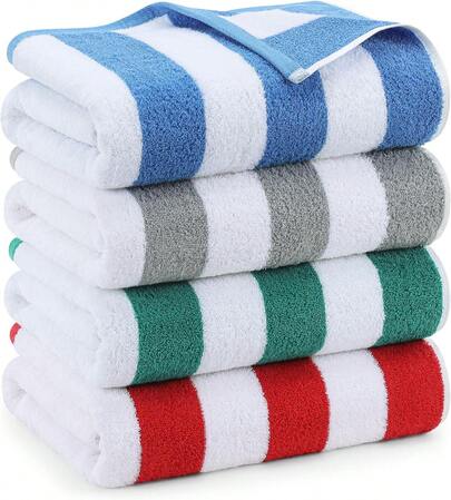  Utopia Towels 4 Pack Cabana Stripe Beach Towel, 30 By 60 Inches, Oversized 100% Ringspun Cotton Pool Towels, Highly Absorbent Bath Towels For Beach