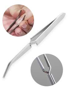 Bộ 2/1 kìm cắt móng tay bằng thép không gỉ cong/thẳng, kìm cắt móng tay bằng thép không gỉ, nhíp hình chữ X (dùng để nối móng, nối móng gel và cắt móng acrylic), dụng cụ chuyên dụng cho tiệm làm móng, dụng cụ và vật tư làm móng. - Bạc - Xem 8