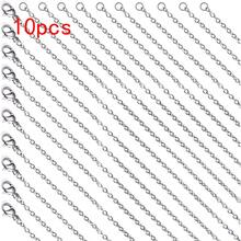 10pcs, 45cm Stainless Steel Chain/Loose Chain Set, Flat O-Shape Interlocking Links, Silver Plated Necklace Chain, Suitable For DIY Jewelry Making, Unisex - Silver - View 4