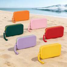 Large Square Silicone Cosmetic Bag, Waterproof Beach Bag, Handheld Pouch, Wristlet, Portable Travel Toiletry Organizer, Makeup Brush & Phone Multi-Function Storage Bag, Gift For Mom, Wife - Multicolor - View 7