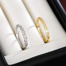 1pc Personalized Hemp Rope Knot Shaped Design Cubic Zirconia Women Ring - Multicolor - View 3