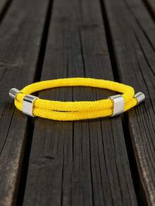 1条可调节尼龙编织绳手链，简约商务风格，适合男士日常通勤和办公佩戴 - 銀環扣手繩 - 查看 12