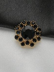 5pcs Elegant Crystal Flower Metal Buttons - Suitable For Shirts, Sweaters, Jackets And Coats - DIY Sewing Crafts, Gold/Black - Multicolor - View 9