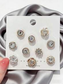 10 件水钻胸针，防滑扣，无需缝纫可拆卸领夹（无卡）学校 - 彩色 - 查看 8