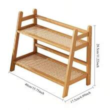2-Tier Bamboo Freestanding Storage Shelf, Desktop Organizer, Desk Storage Rack, Kitchen Spice Rack, Doll Display Stand, Coffee Organizer, Cup Holder, Plant Pot Stand, Kitchen Storage Rack, Dorm Cosmetics Organizer. Bedroom, Dormitory And Office Desk. - View 10
