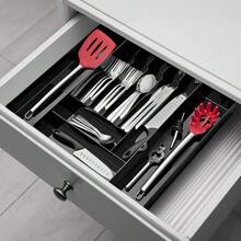 Large Expandable Kitchen Drawer Organizer Adjustable Utensil Tray For Cutlery Storage Black - 1 - 查看 4