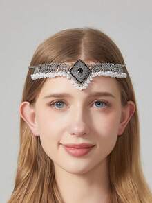 1件几何图案波西米亚宫廷风优雅锌合金头饰，适合全年佩戴 - 流蘇款 - 查看 13