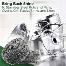 Stainless Steel Cleaning Ball, Multi-Purpose Kitchen Cleaning Brush. Essential Cleaning Tool For Home, Outdoor And Barbecue. 2-In-1 Sponge And Cleaning Ball, Suitable For Kitchen, Bathroom, And Household Items - Silver - View 6