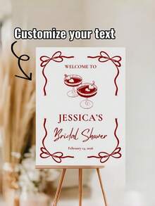 Cartel de Bienvenida Personalizado para Fiesta de Novia, Cartel de PVC Personalizado con Nombre y Fecha, Decoración de Fiesta de Tema Romántico Multiusos, Cartel de Bienvenida de Boda Independiente - Multicolor - Ver 6