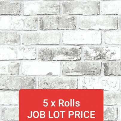 DEBONA 6751 WHITE BRICK SHIMMER JOB LOT 5 ROLLS