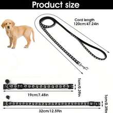Bộ 2 món vòng cổ và dây dắt mèo có thể điều chỉnh, dây dắt mèo bằng nylon bền chắc in hình dấu chân, vòng cổ mềm có khóa an toàn và chuông, thích hợp cho mèo con đi dạo. - Nhiều màu - Xem 11