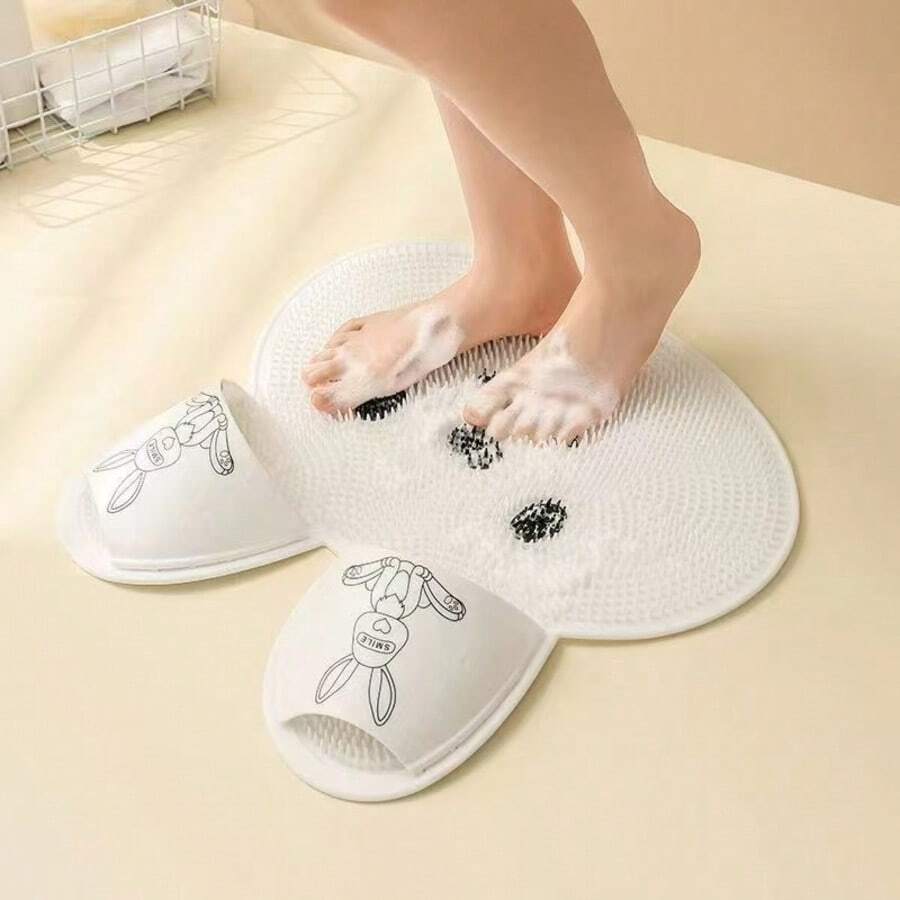 Silicone Rabbit Foot Scrubber Mat, Bathroom Massage Shower Floor Mat, Exfoliating Foot Scraper - Rabbit Playmat - View 1