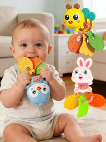 Baby & Kleinkind Beißringe, Lernspielzeug zur Entwicklung der Hand-Augen-Koordination. Süße Cartoon-Designs wie Biene, Pinguin und Hase, geeignete Geschenke für Neugeborene Jungen und Mädchen - Verschiedenfarbig - Übersicht 8