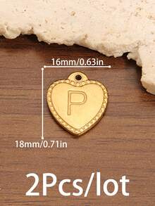2个A-Z英文字母吊坠，不锈钢心形字母饰品，爱心字母吊坠，珠宝制作材料，DIY手工耳环、手链、项链配件 - 愛心字母 - 查看 59