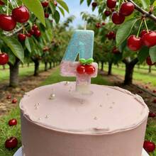 New Cherry Fruit Number Candles 0-9 For Birthday Party Cake Decoration, Suitable For Birthday Parties, Holiday Parties, Ceremonies, Graduation Season, Party Decor Signs - Dusty Blue - View 6