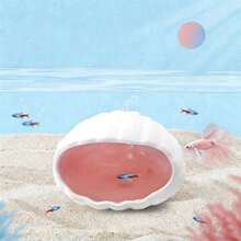 Large Cute Ceramic Aquarium Decor, Shell Shaped Fish Tank Hiding Cave, Suitable For Fish To Play Or Hide, Pink - Happy Aquarium - View 8