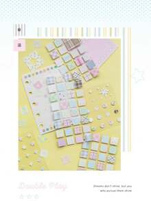 Cinta Washi de Purpurina de Alta Calidad, Serie Duet a Juego, Patrón Versátil a Juego Inspirado en Ins, Adecuado para Scrapbooking, Diarios, Tarjetas, Pegatinas, Suministros de Scrapbook - Colocar - Ver 7