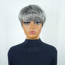 Short Pixie Cut Wig With Bangs - Straight Brazilian Human Hair, Perfect For Daily Wear, Everyday Hair Accessory, Rose Net Cap, Short Hair Wig For Women - Multicolor - View 7