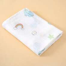 Yue Ye 1pc Baby Cartoon Print Lightweight Breathable Multifunctional Swaddle Blanket, Can Also Be Used As Bath Towel, Thin Summer Version, Suitable For Home & Outdoor Use - White - View 14