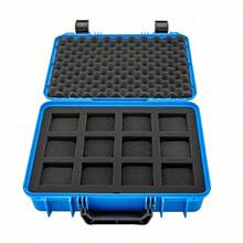 Blue 12 Slots Plastic Watch Travel Case Organizer Shockproof And Waterproof Hard Shell Protection Jewelry Storage Box, Sponge Lining,13.2*9.8*2.5in - Azul - Ver 8