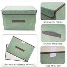 1/3Pcs Foldable Linen Storage Box With Lid & Handle, Baby Clothes Storage,Bedroom Wardrobe Sundry Storage, Multi-Purpose Storage Supplies (3 Colors) - Multicolor - View 5