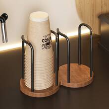 Vintage Style Cup Holder, Coffee Corner Tea Cup Storage Rack, Desktop Paper Cup Dispenser For Cafe - Brown - View 4