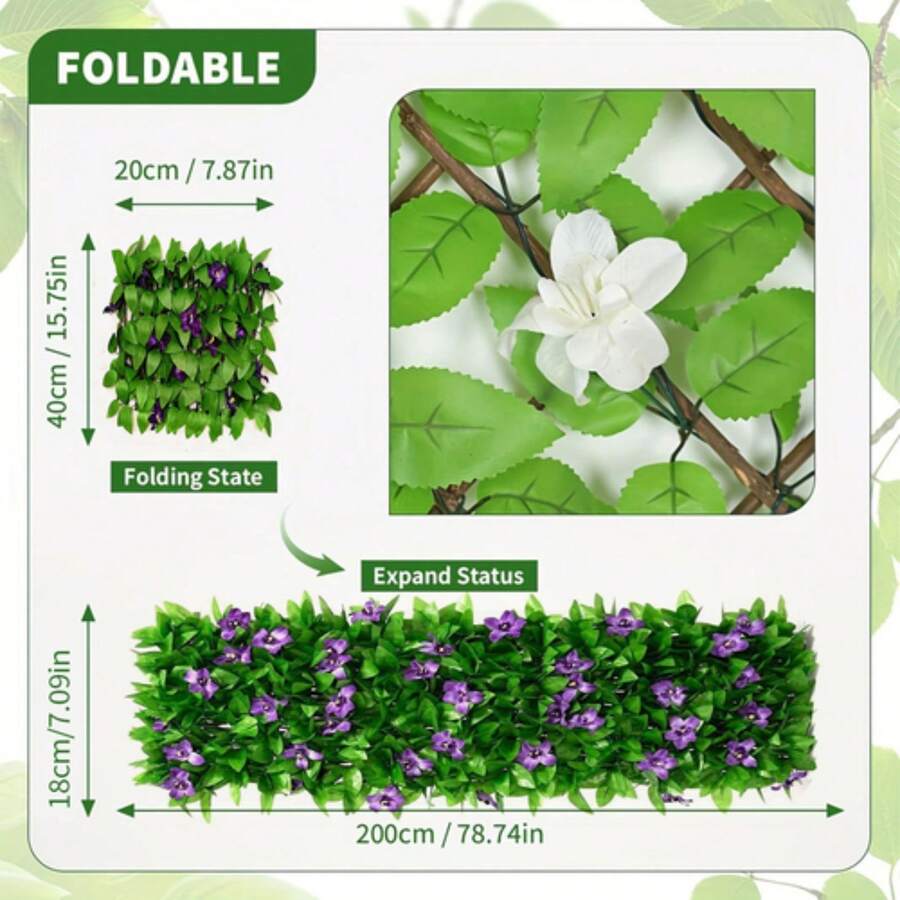 2M Artificial Hedge Roll Fake Ivy Leaf Privacy Fence Garden Screening Wall Decor - White Orchid - View 1
