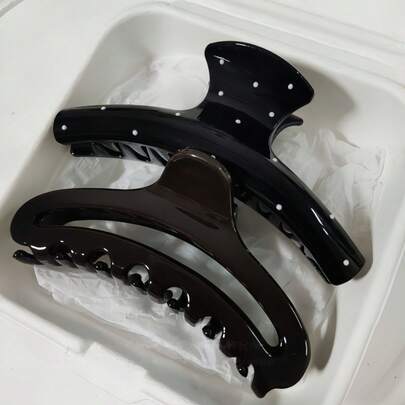 2 chiếc kẹp tóc nữ màu đen chấm bi thanh lịch, thích hợp sử dụng hàng ngày, ở nhà, trường học, bãi biển, văn phòng, tiệc tùng, kỳ nghỉ, sinh nhật, tựu trường, năm mới, Ngày lễ tình nhân, Ngày của Mẹ, Giáng sinh, đám cưới, lễ hội âm nhạc, lễ tốt nghiệp, mùa xuân/hè.