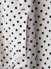 TF.MLN 女士休闲波点夹克，带口袋，宽松时尚外套，春秋季 - White-Polka Dot - 查看 11